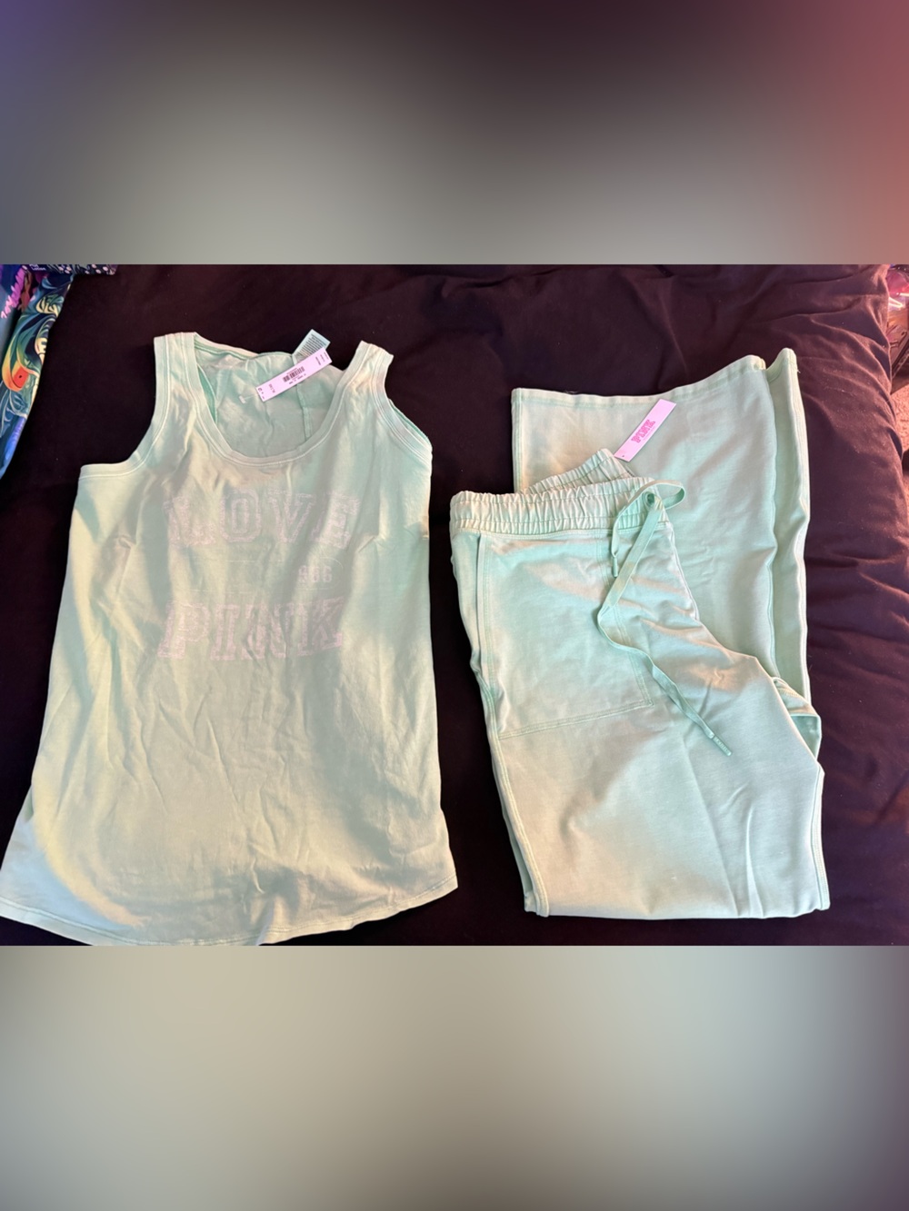 PINK Victoria's Secret Mint Green Tank Top & Yoga Flares